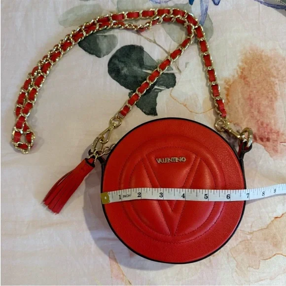 Valentino Vibrant Red Crossbody Bag with Gold Chain - Picture 3 of 8